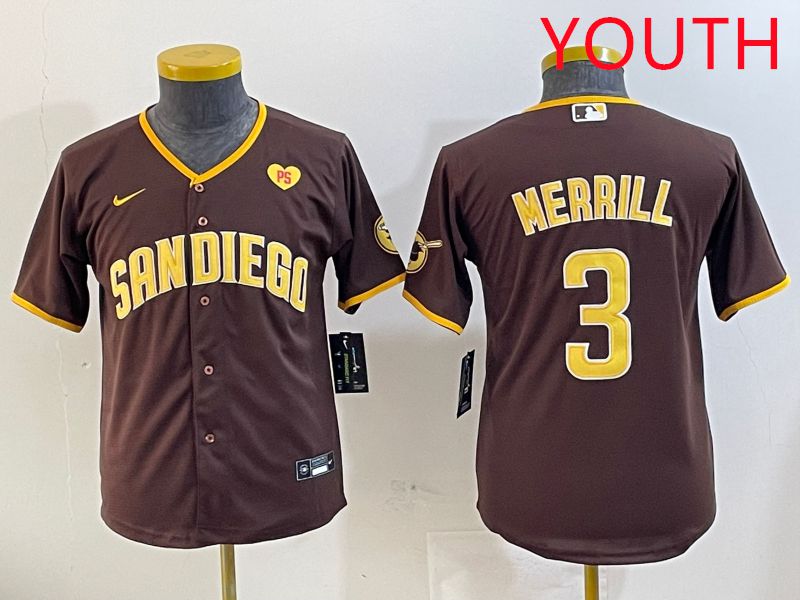 Youth San Diego Padres #3 Merrill Brown Game 2025 Nike MLB Jersey style 6